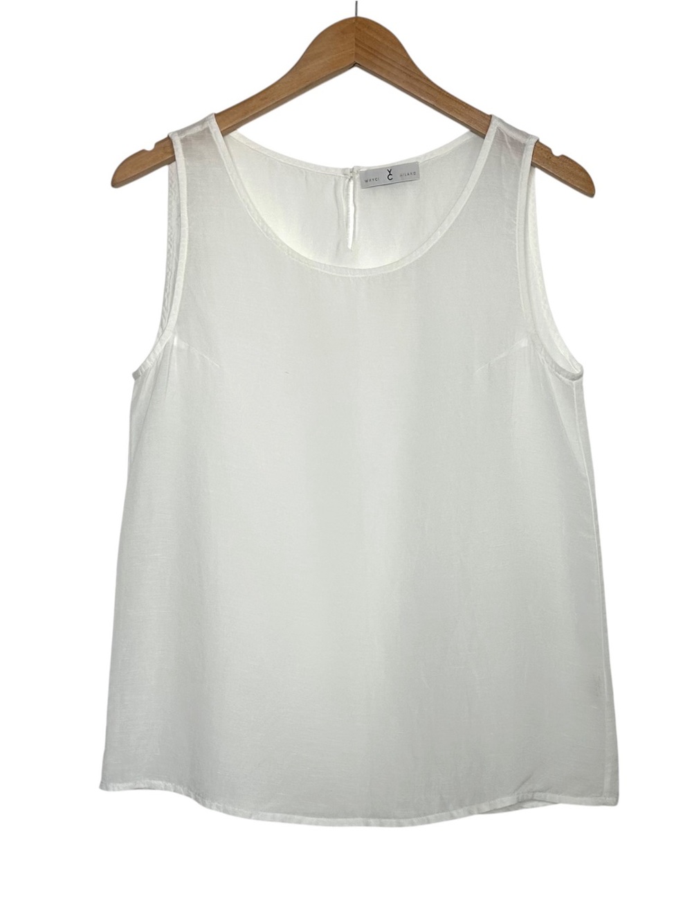 WHYCI Milano Womens Linen Blend Tank top Sz IT 42 White Lightweight Italy